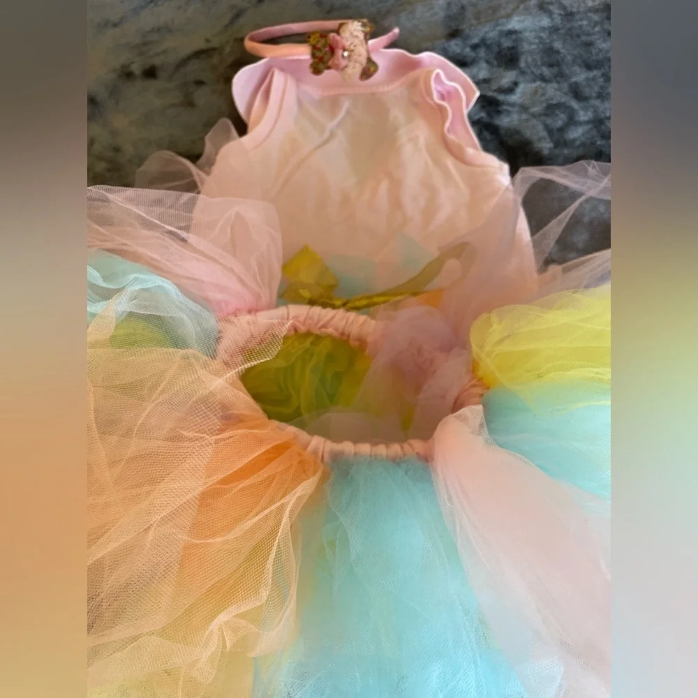 Bundle of 3: NWOT headband + tutu skirt + Ralph Lauren dusty pink top size 6M